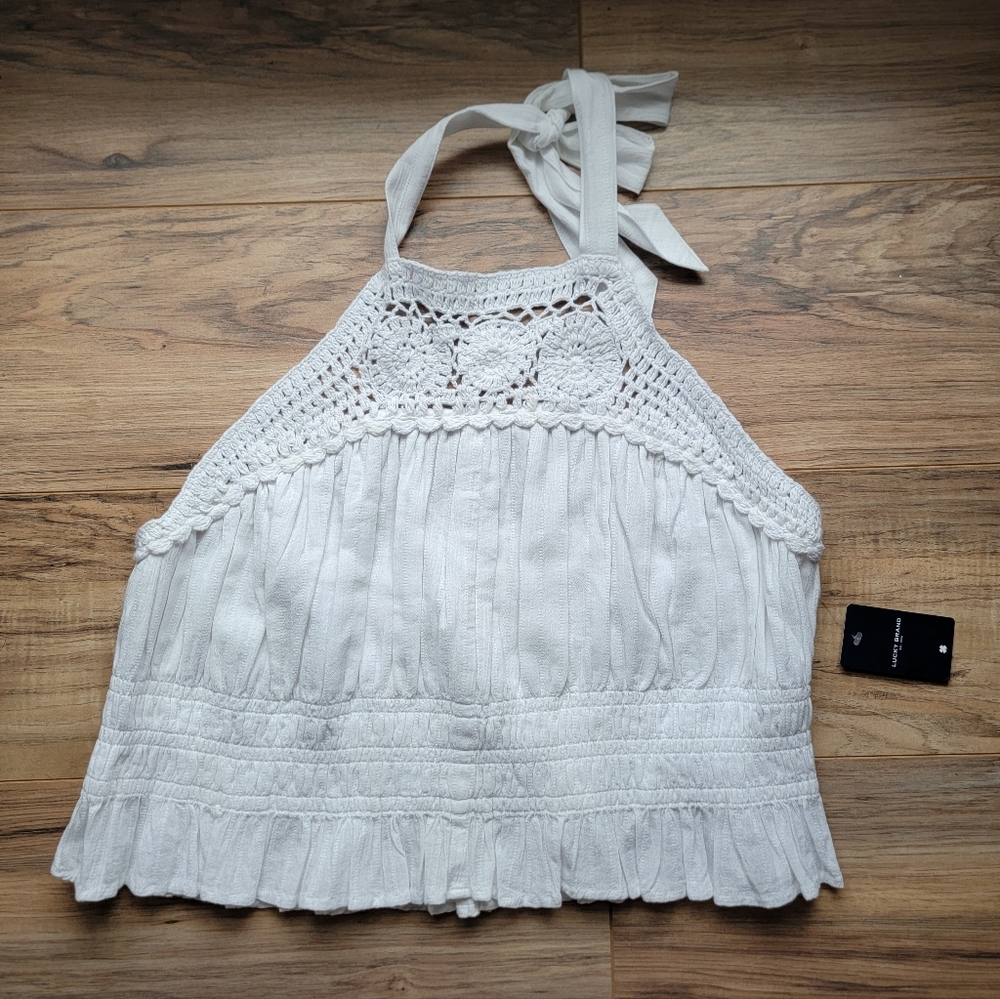 Lucky Brand Cotton Crochet Halyer NWT XL